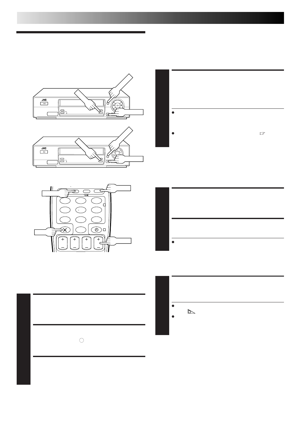 Recording features, Select channel to watch, Set counter display | Reset counter, Display remaining time, Start recording, Engage itr mode, Set recording duration, Recording (cont.), Record one programme while watching another | JVC HR-J668EU User Manual | Page 18 / 56