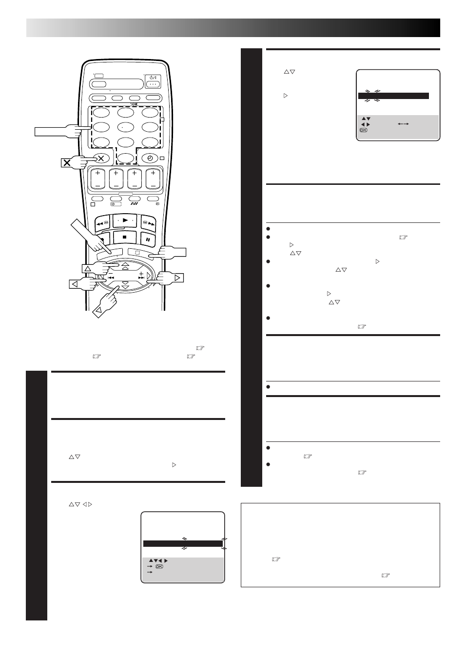 Select band, Input channel, Enter new channel information | Close confirmation screen, Access main menu, Access confirmation screen, Select position, Subsidiary settings (cont.), Storing channels manually, Attention | JVC HR-J668EU User Manual | Page 38 / 56