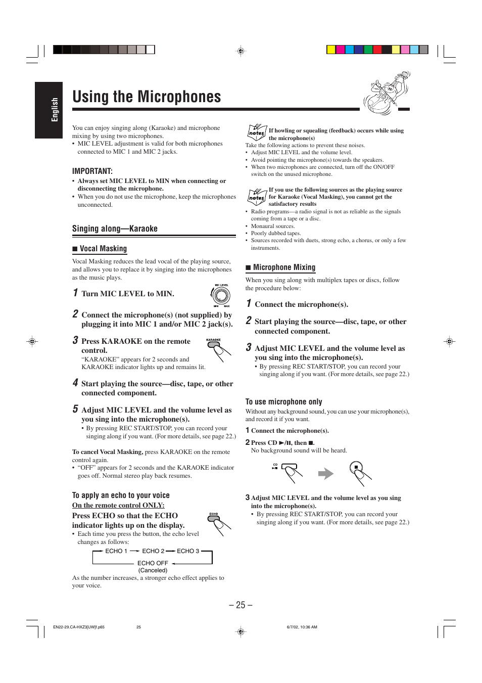 Using the microphones | JVC CA-HXZ3 User Manual | Page 30 / 41