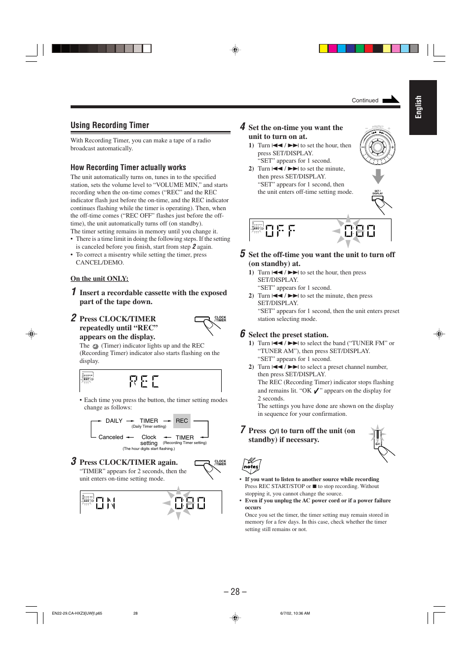 Using recording timer | JVC CA-HXZ3 User Manual | Page 33 / 41