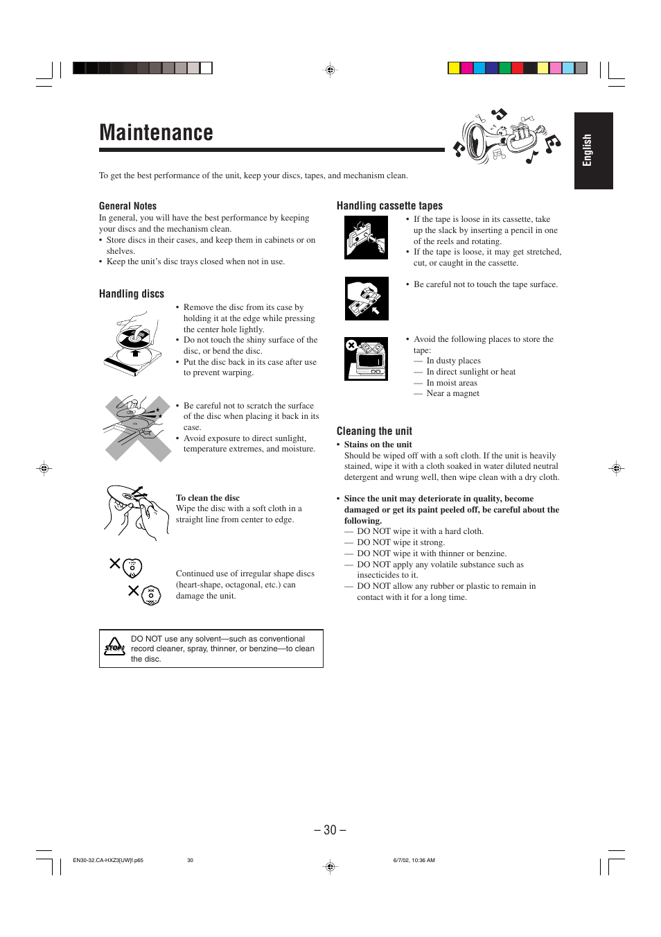 Maintenance | JVC CA-HXZ3 User Manual | Page 35 / 41