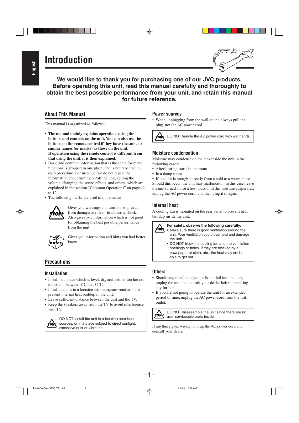 Introduction | JVC CA-HXZ3 User Manual | Page 6 / 41