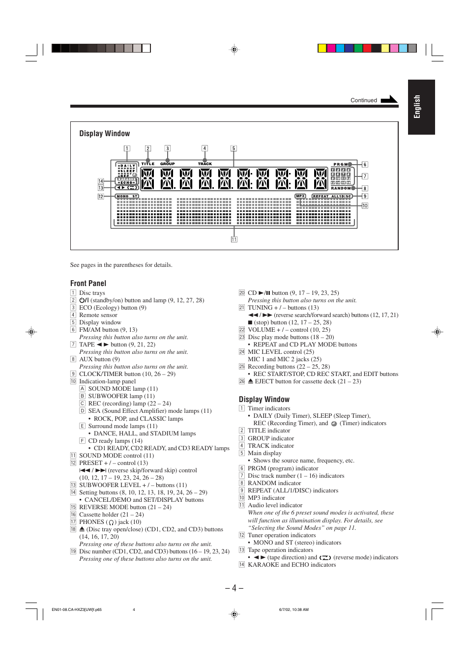 JVC CA-HXZ3 User Manual | Page 9 / 41