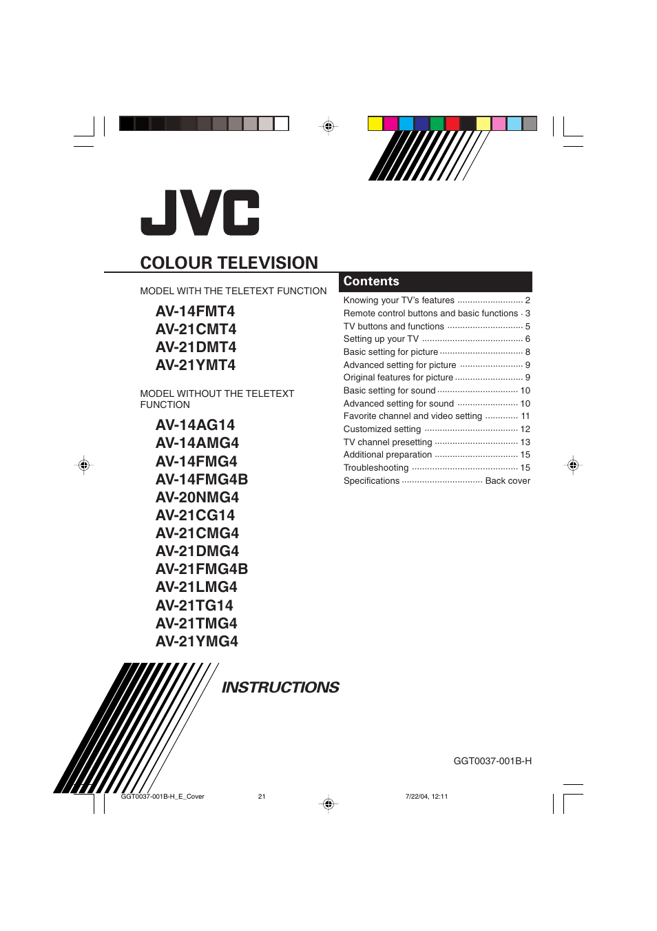 JVC AV-21CMT4 User Manual | 16 pages