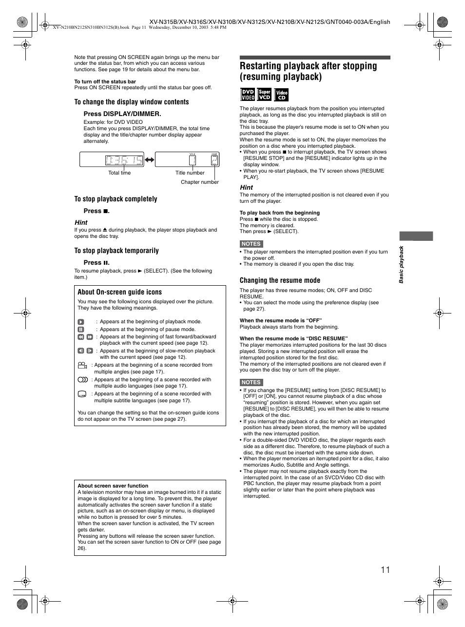 JVC XV-N212S  EN User Manual | Page 13 / 38