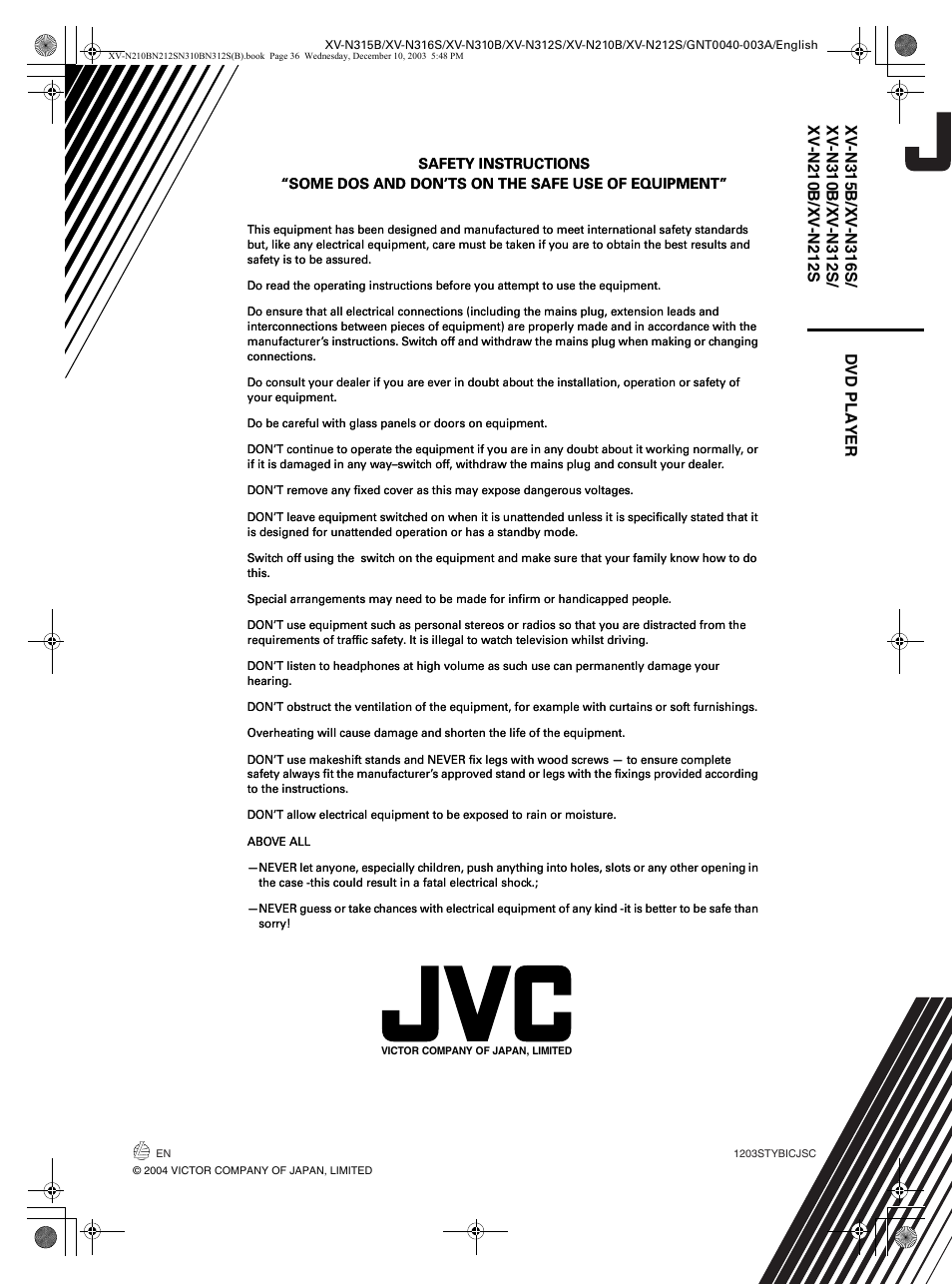 JVC XV-N212S  EN User Manual | Page 38 / 38