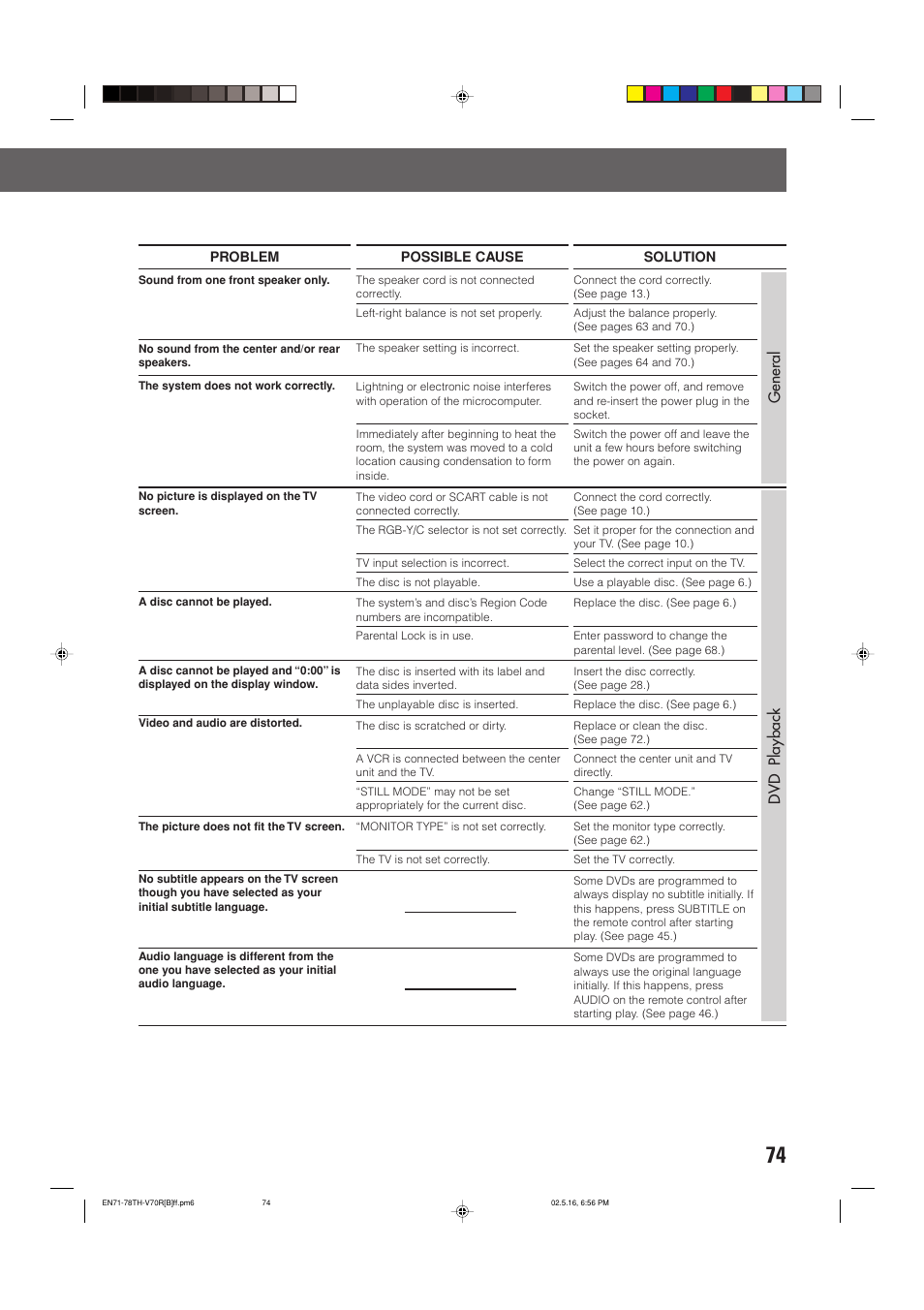 Dvd playback, General | JVC TH-V70R User Manual | Page 79 / 84