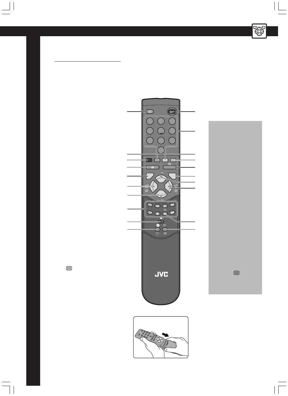 Remote control | JVC AV-14JT5EU User Manual | Page 9 / 29
