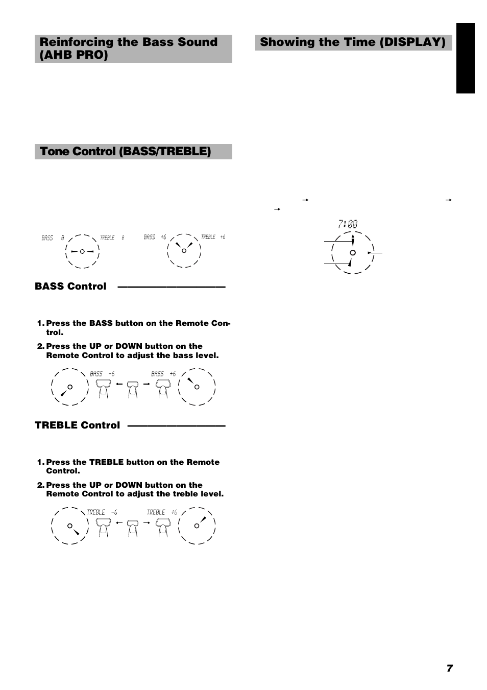 Showing the time (display), 7engli s h, Bass control | Treble control | JVC UX-V9RMD User Manual | Page 11 / 35