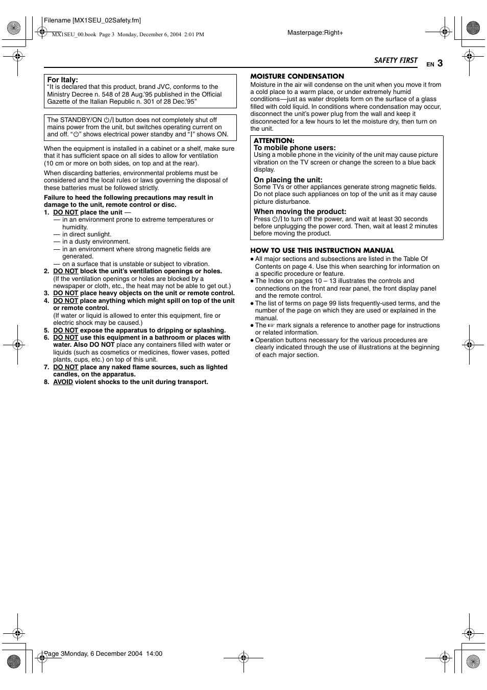 JVC DR-MX1S User Manual | Page 3 / 100