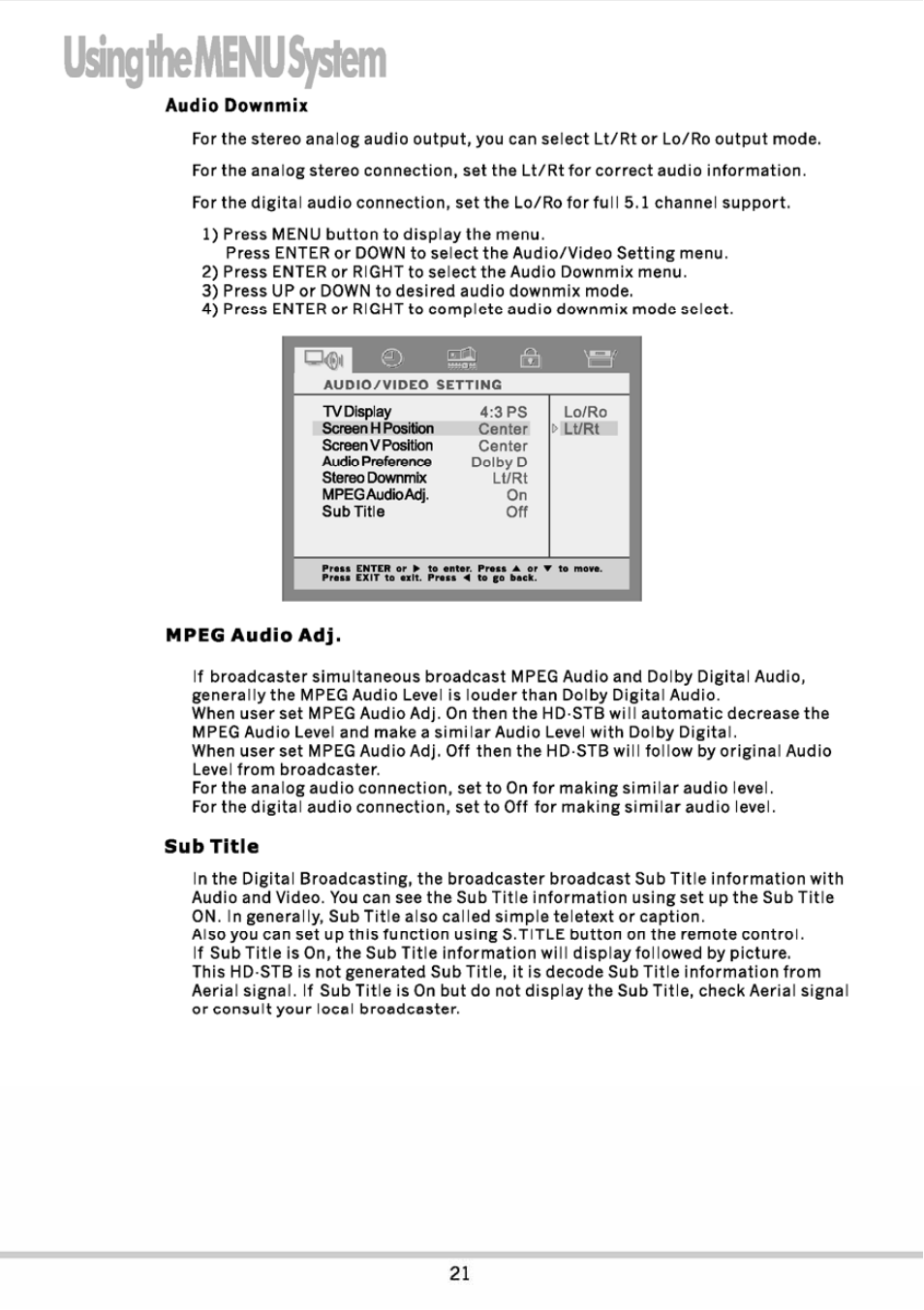 Ng1hemenusysl€ni | JVC DVB TU-HD500A User Manual | Page 26 / 47
