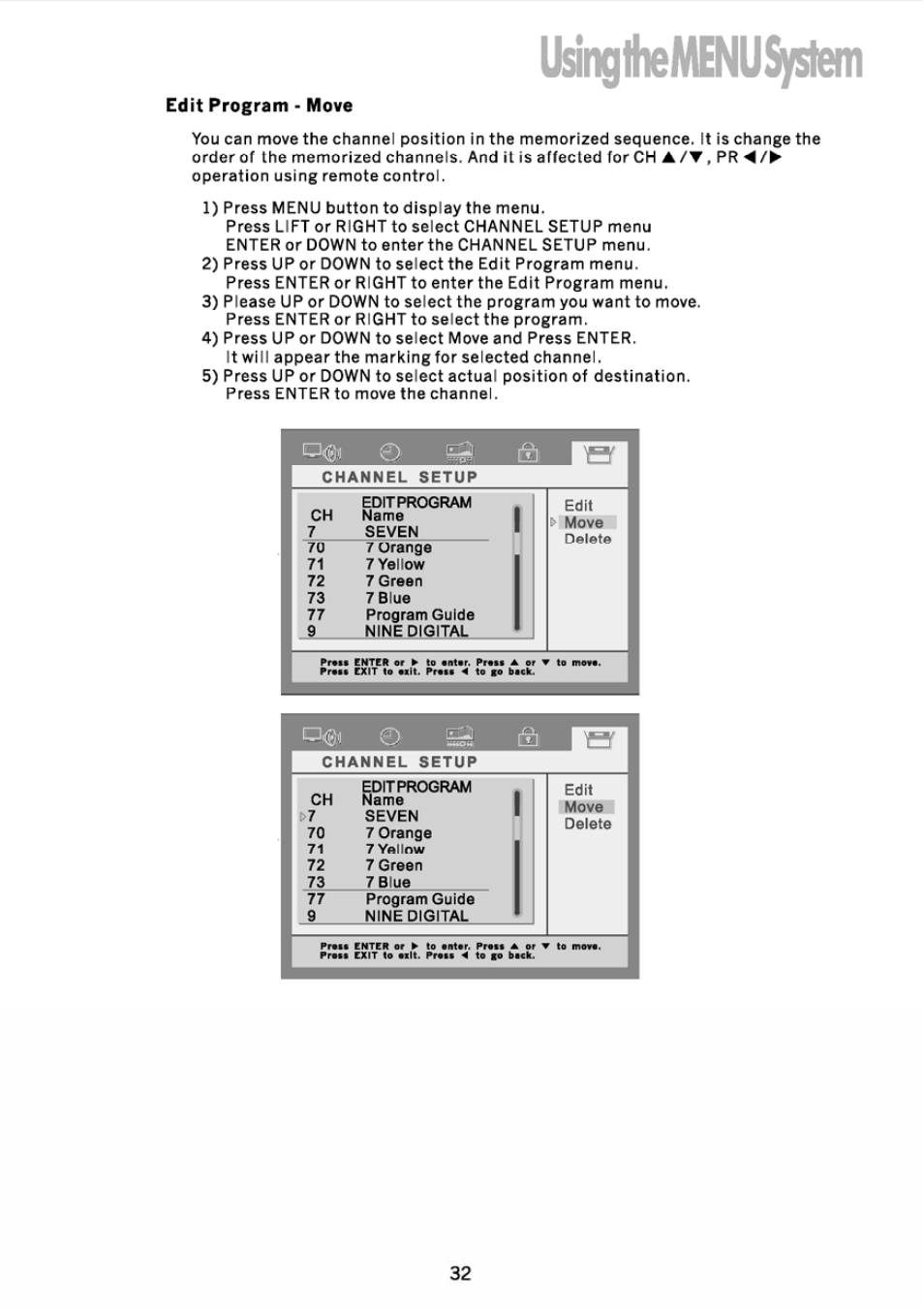 Usinglhemenusyslem | JVC DVB TU-HD500A User Manual | Page 37 / 47