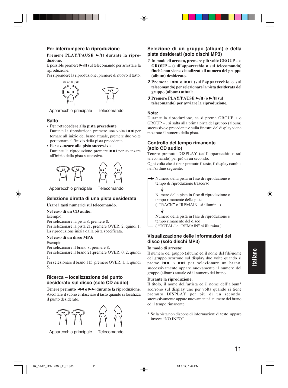 Italiano | JVC RC-EX30B User Manual | Page 131 / 144