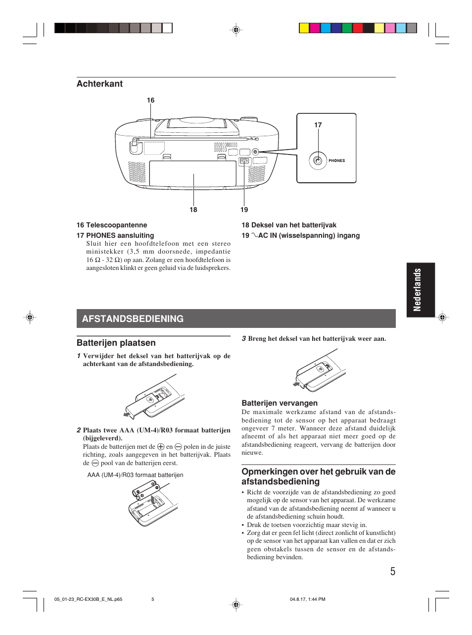 Afstandsbediening, Nederlands | JVC RC-EX30B User Manual | Page 79 / 144