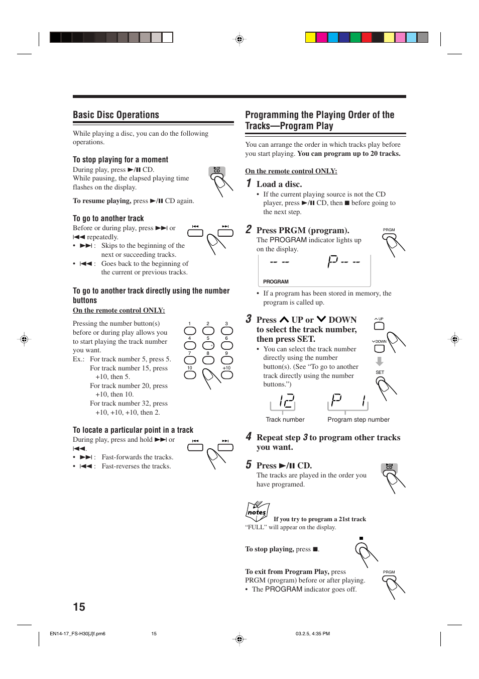Basic disc operations | JVC CA-FSH30 User Manual | Page 18 / 32
