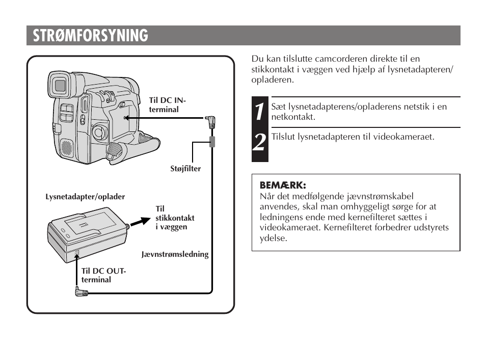 Strømforsyning | JVC AA-V20EG/EK User Manual | Page 42 / 88