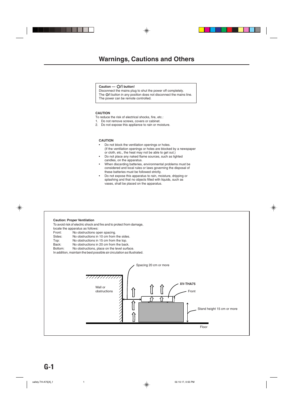 Warnings, cautions and others | JVC TH-A75 User Manual | Page 2 / 76