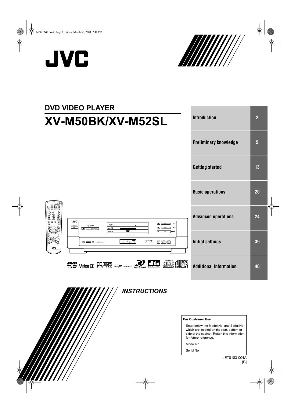 JVC XV-M52SL User Manual | 52 pages