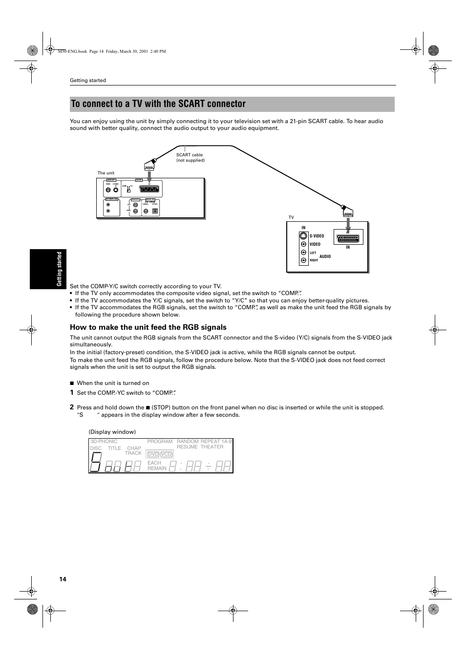 How to make the unit feed the rgb signals | JVC XV-M52SL User Manual | Page 16 / 52