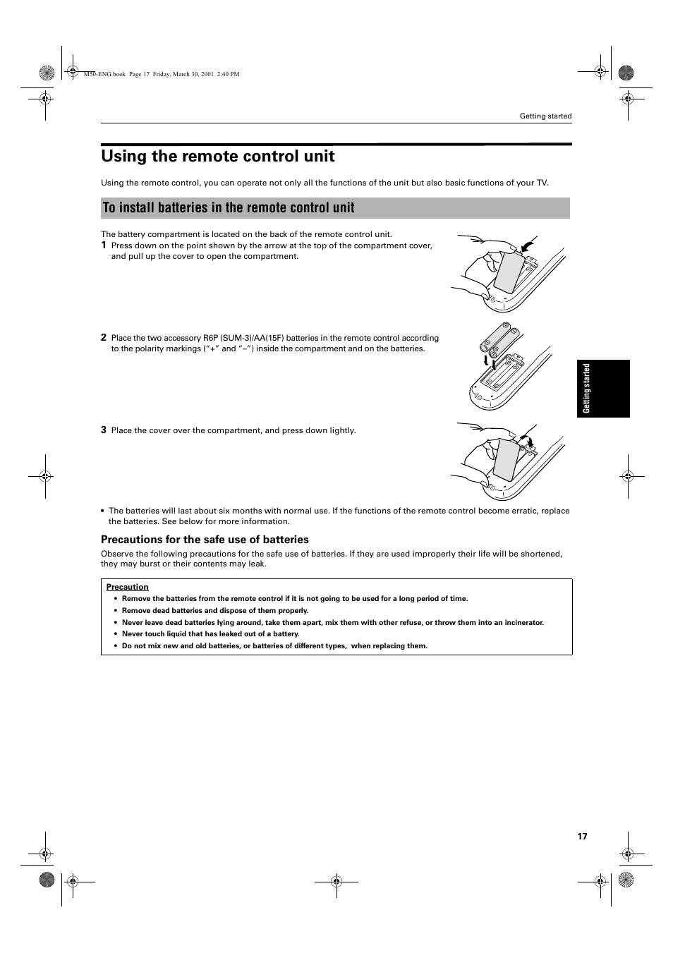 Using the remote control unit | JVC XV-M52SL User Manual | Page 19 / 52