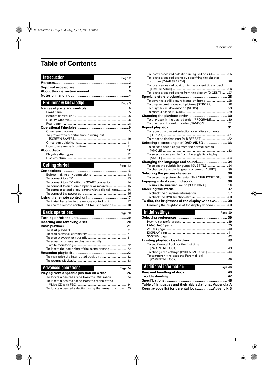 JVC XV-M52SL User Manual | Page 3 / 52