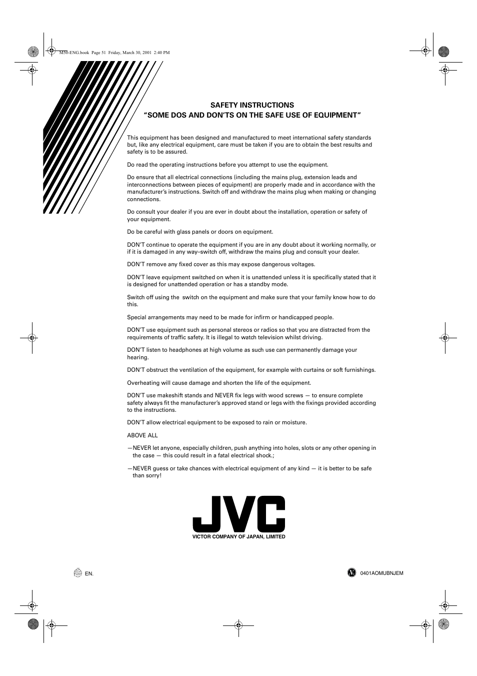 Back cover | JVC XV-M52SL User Manual | Page 52 / 52