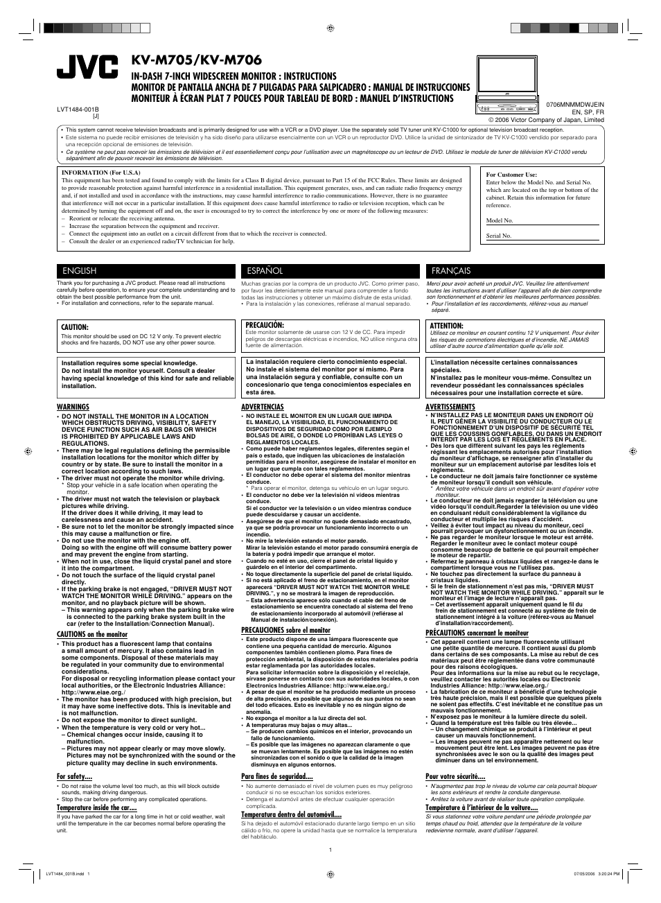 JVC LVT1484-001B User Manual | 10 pages