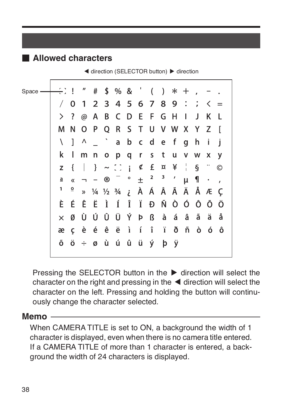 Allowed characters | JVC TK-WD31 User Manual | Page 44 / 48