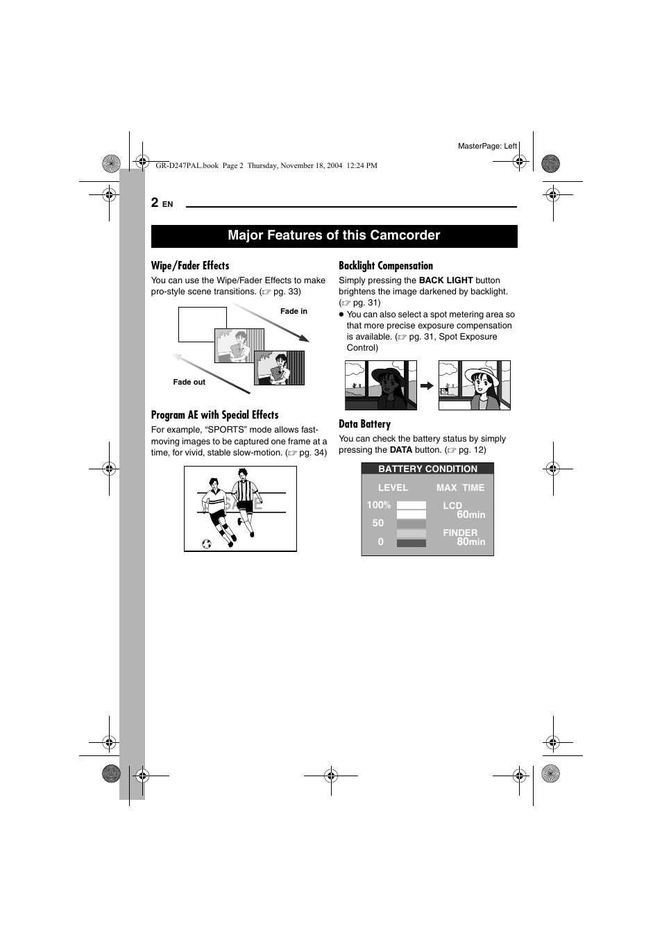 Major features of this camcorder | JVC GR-D247 User Manual | Page 2 / 48