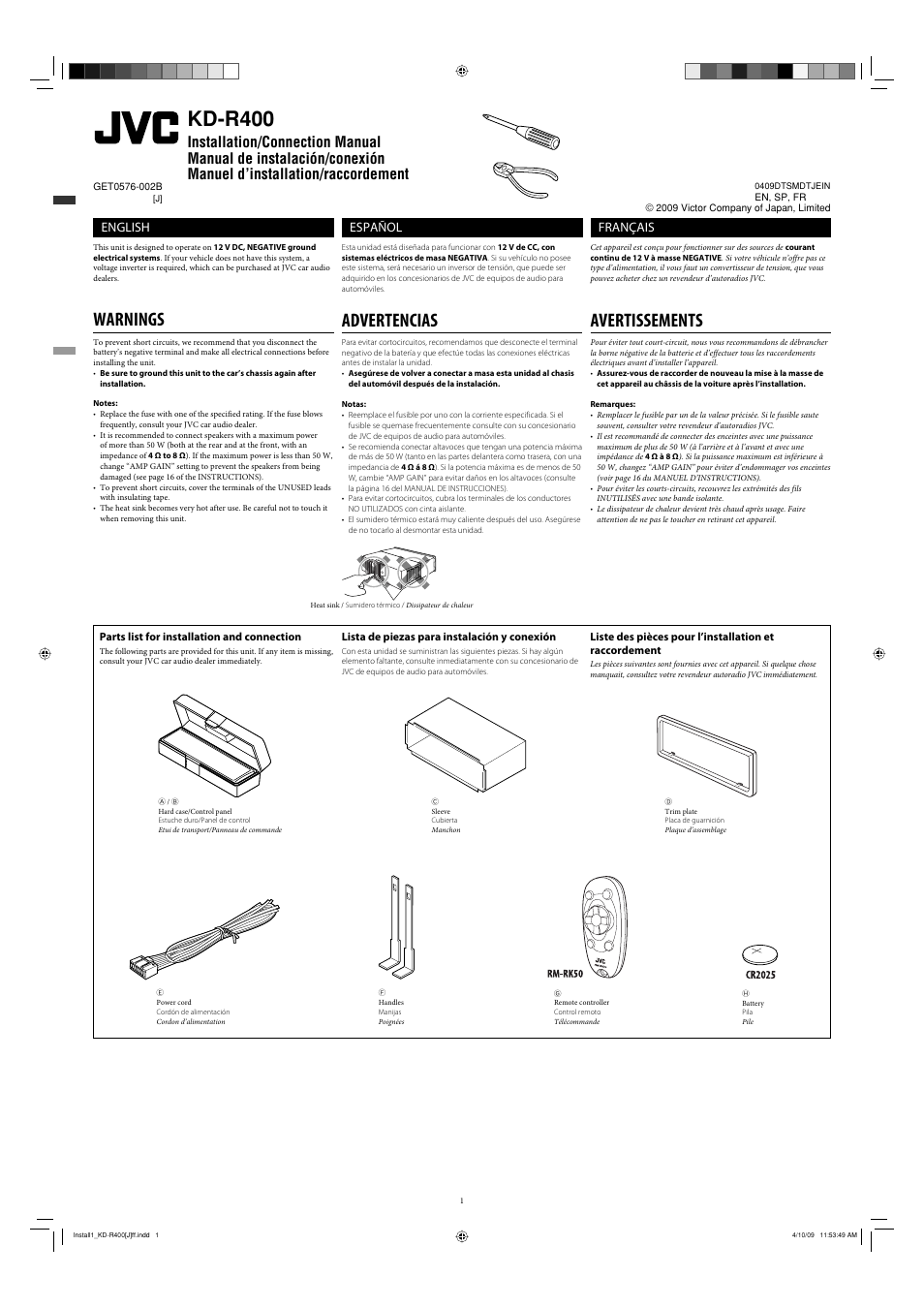 JVC GET0576-002B User Manual | 4 pages