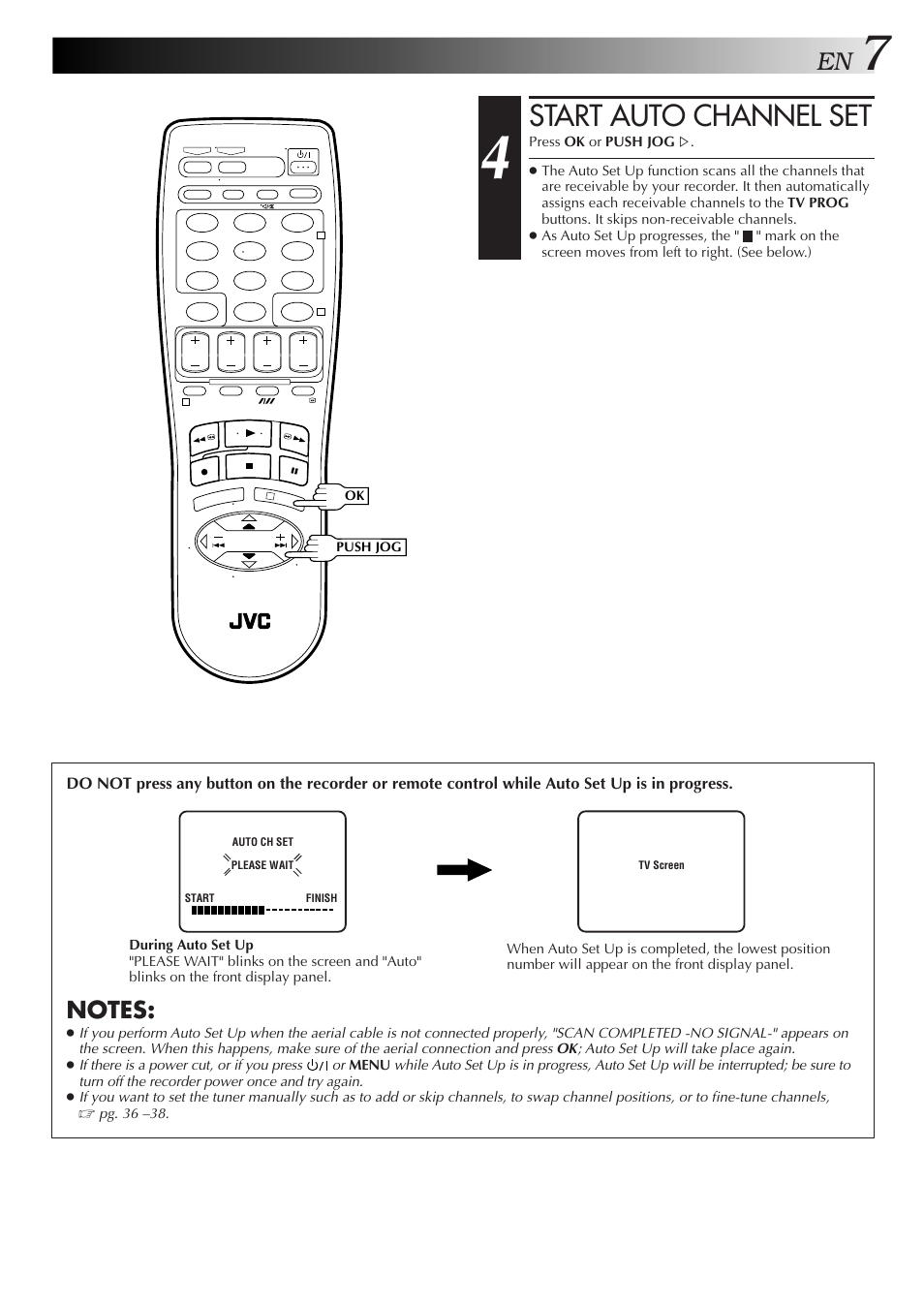 Start auto channel set | JVC HR-J655EA User Manual | Page 7 / 48