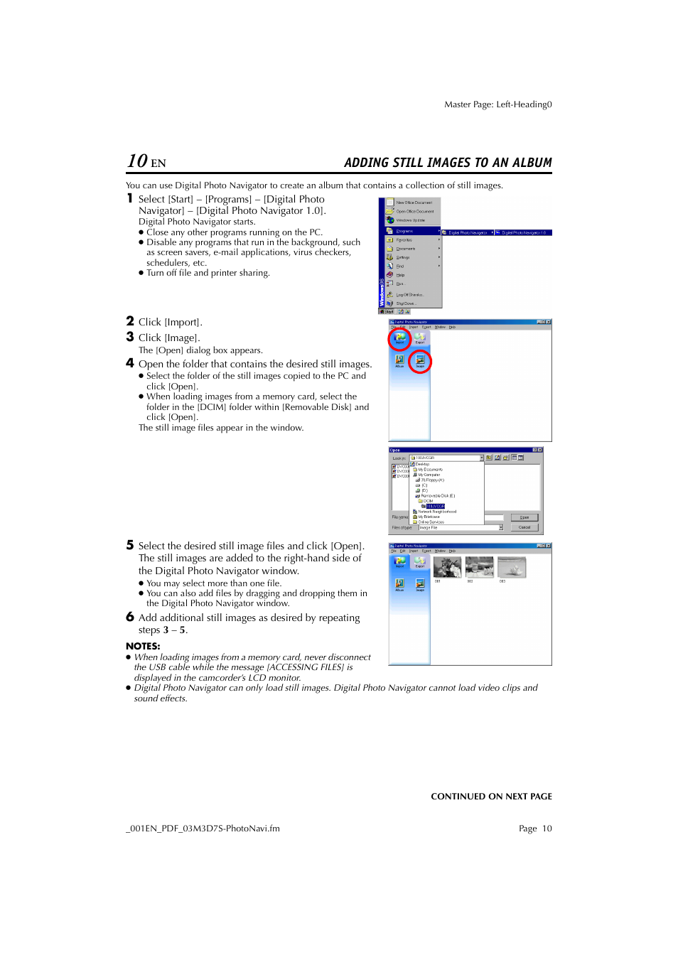 Adding still images to an album | JVC Digital Photo Navigator ImageMixer with VCD LYT1116-001A User Manual | Page 10 / 50