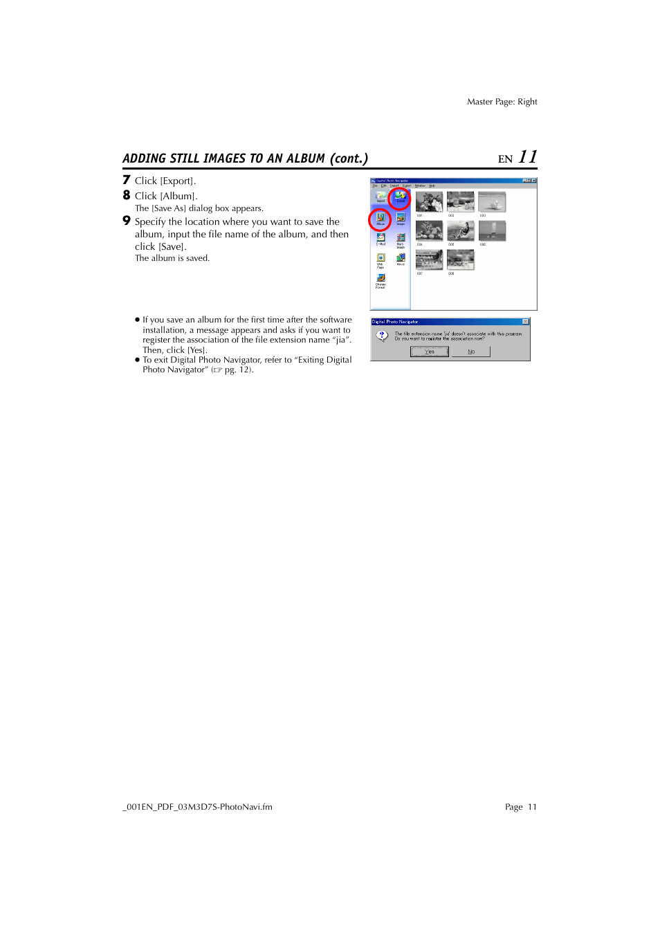 Adding still images to an album (cont.) | JVC Digital Photo Navigator ImageMixer with VCD LYT1116-001A User Manual | Page 11 / 50