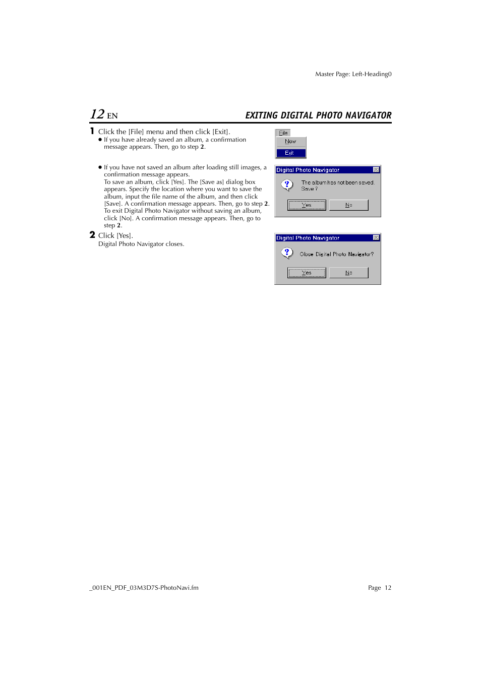 Exiting digital photo navigator | JVC Digital Photo Navigator ImageMixer with VCD LYT1116-001A User Manual | Page 12 / 50