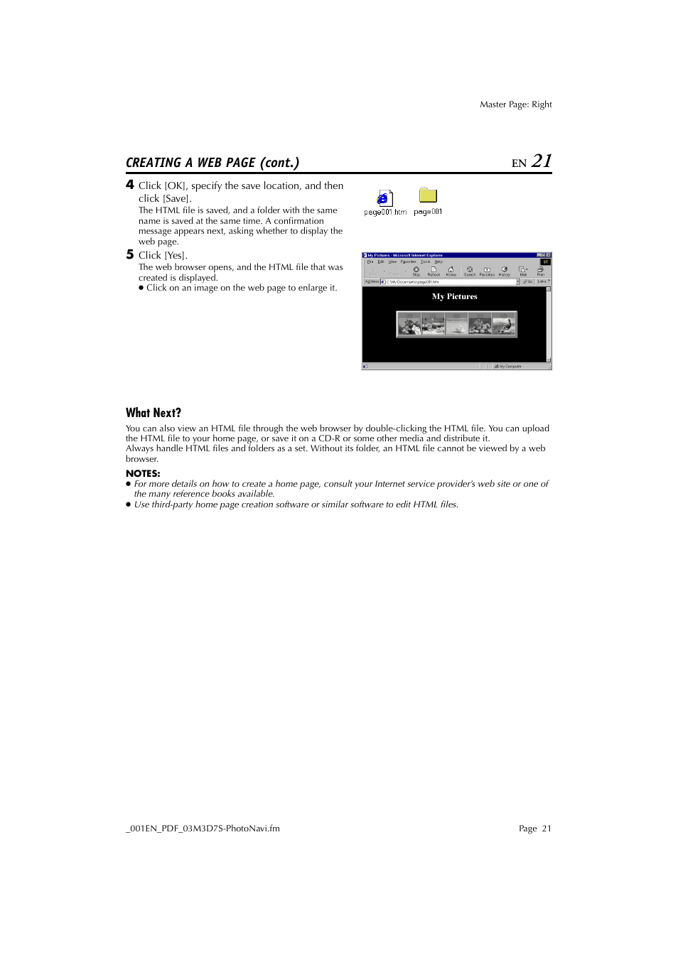 Creating a web page (cont.) | JVC Digital Photo Navigator ImageMixer with VCD LYT1116-001A User Manual | Page 21 / 50