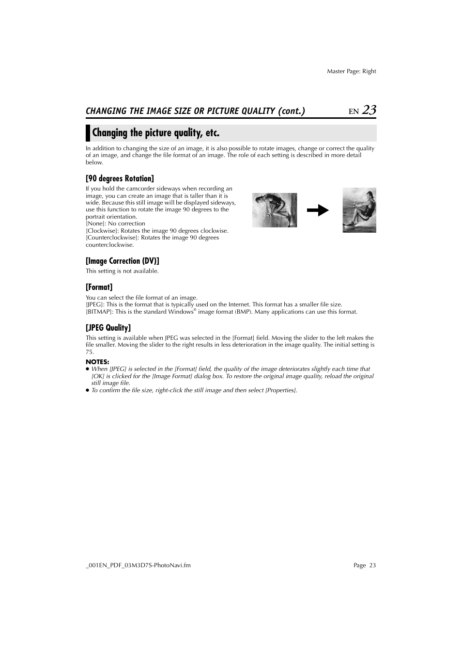Changing the picture quality, etc, Changing the image size or picture quality (cont.) | JVC Digital Photo Navigator ImageMixer with VCD LYT1116-001A User Manual | Page 23 / 50