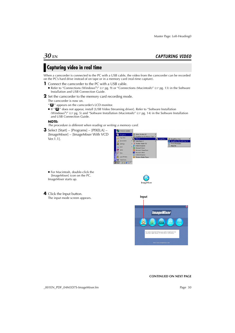 Capturing video, Capturing video in real time | JVC Digital Photo Navigator ImageMixer with VCD LYT1116-001A User Manual | Page 30 / 50