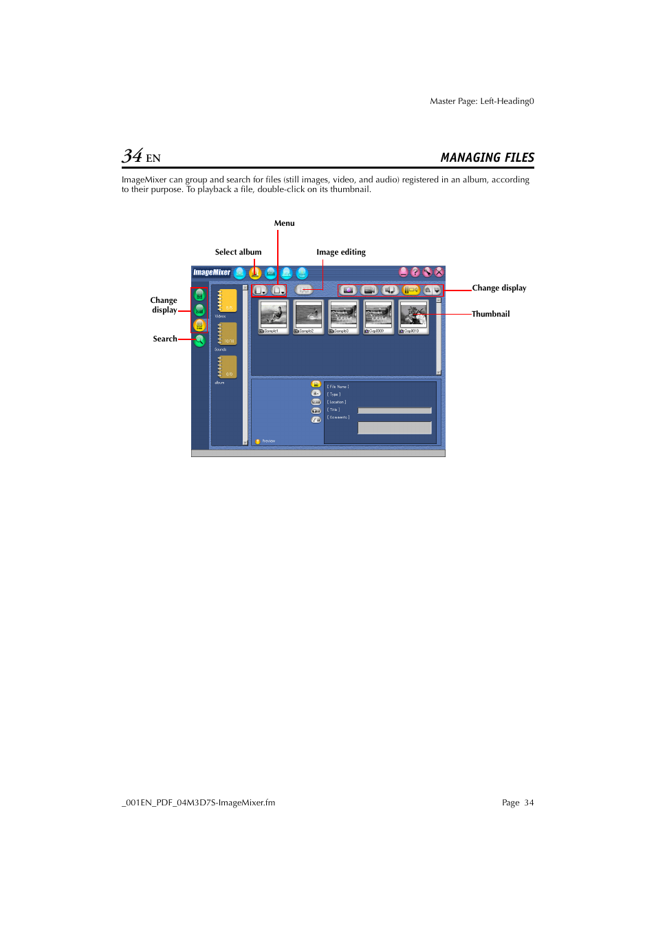 Managing files | JVC Digital Photo Navigator ImageMixer with VCD LYT1116-001A User Manual | Page 34 / 50