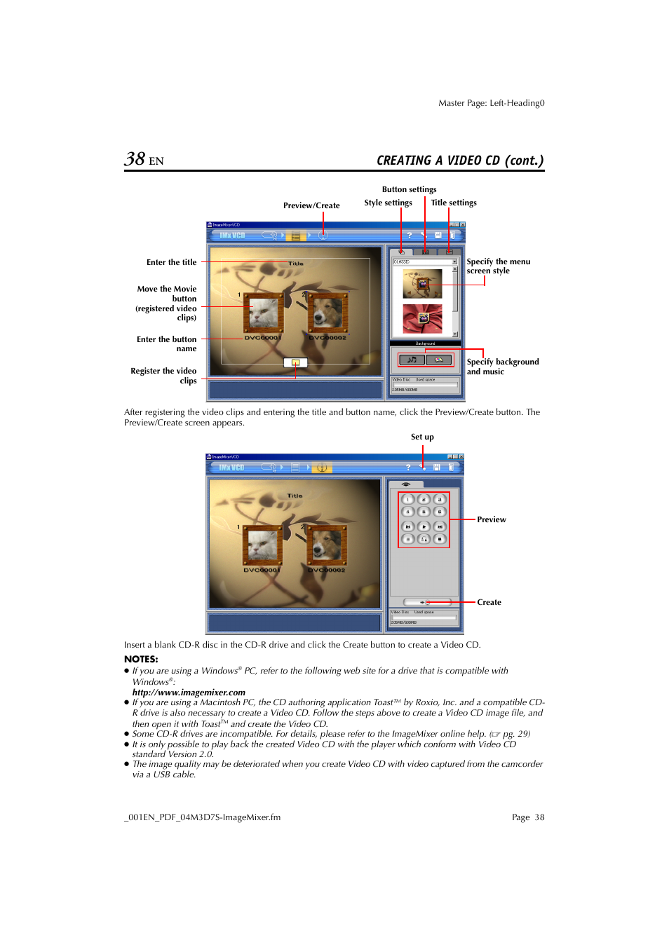 Creating a video cd (cont.) | JVC Digital Photo Navigator ImageMixer with VCD LYT1116-001A User Manual | Page 38 / 50