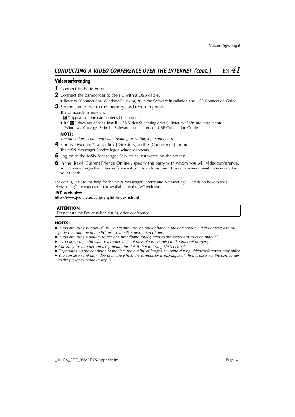 Videoconferencing, Videoconferencing 1 | JVC Digital Photo Navigator ImageMixer with VCD LYT1116-001A User Manual | Page 41 / 50