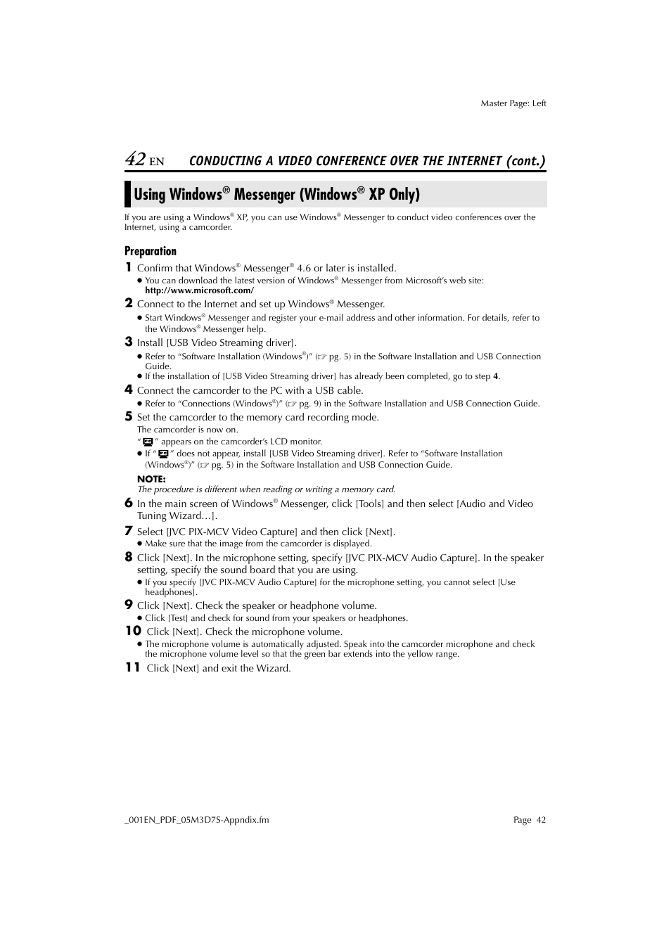 Using windows® messenger (windows® xp only), Preparation, Using windows | Messenger (windows, Xp only), Preparation 1 | JVC Digital Photo Navigator ImageMixer with VCD LYT1116-001A User Manual | Page 42 / 50