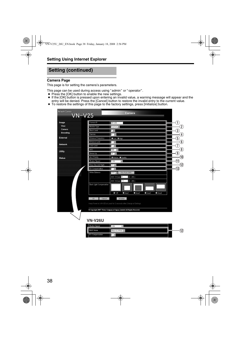 Setting (continued) | JVC VN-V25U VN-V26U User Manual | Page 38 / 104