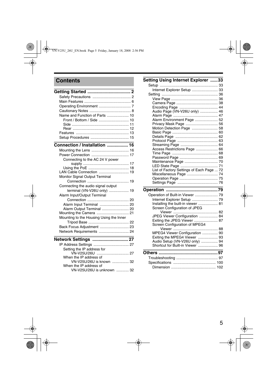 JVC VN-V25U VN-V26U User Manual | Page 5 / 104