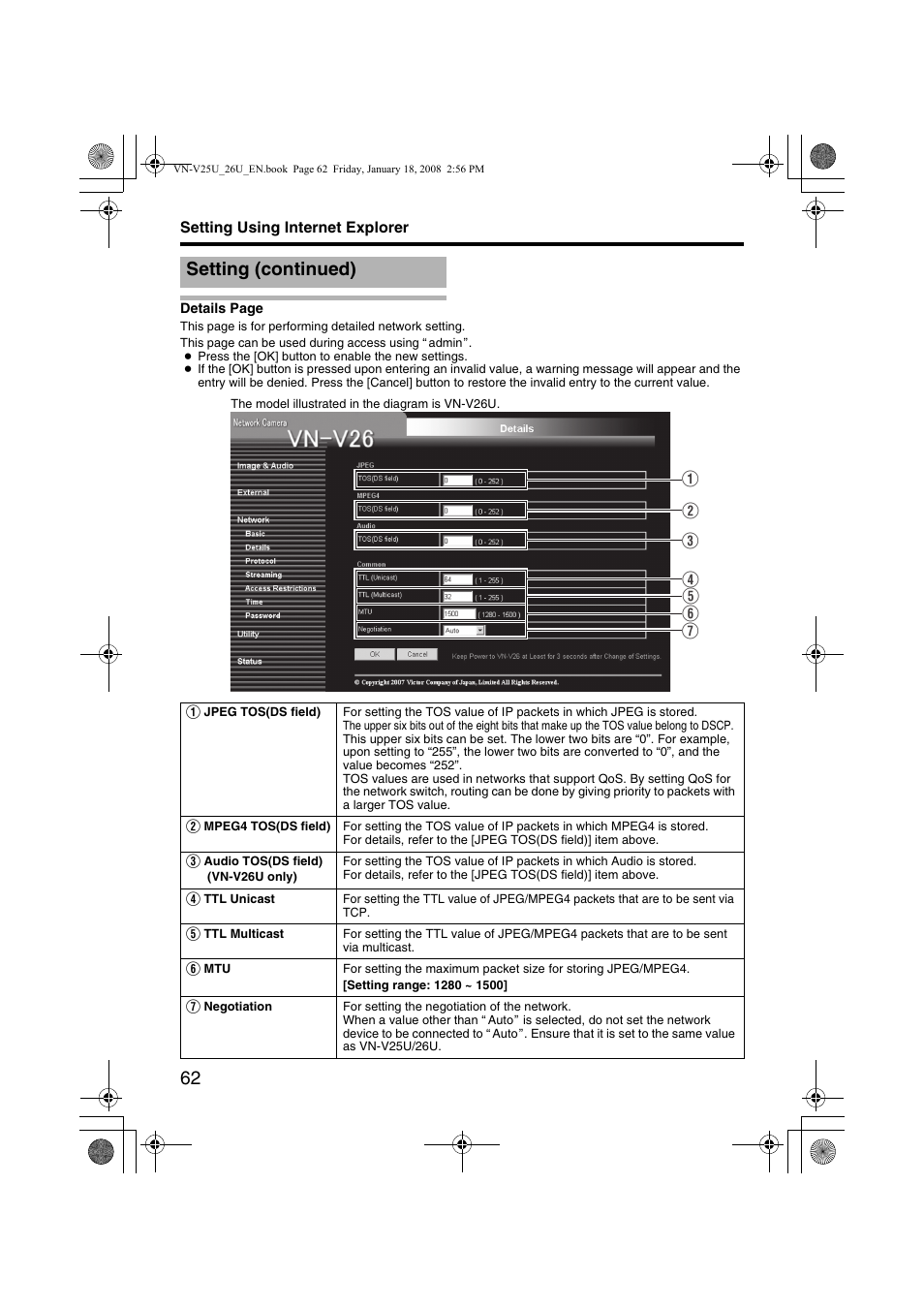 Setting (continued) | JVC VN-V25U VN-V26U User Manual | Page 62 / 104