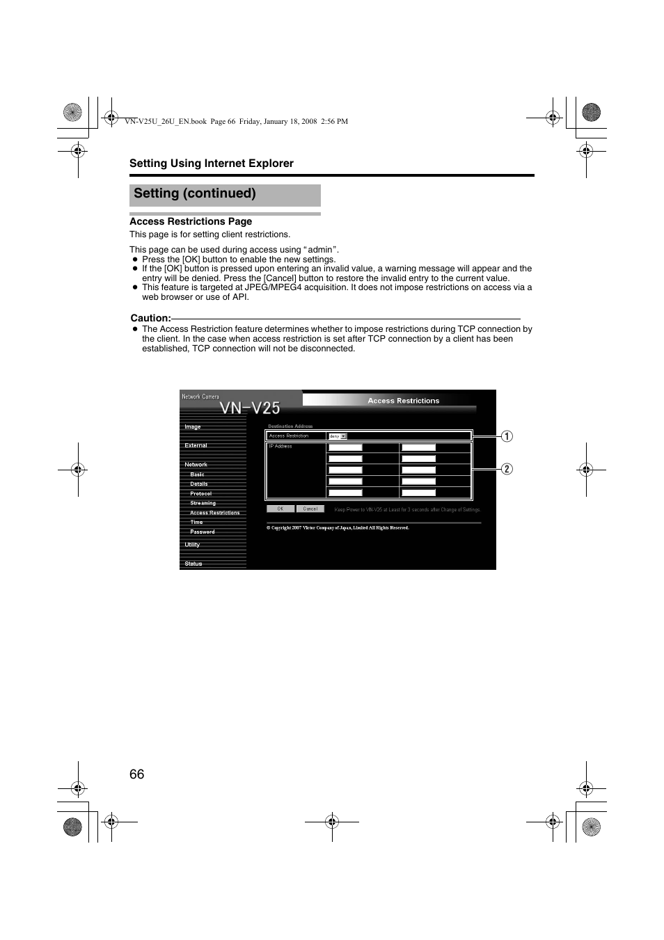 Setting (continued) | JVC VN-V25U VN-V26U User Manual | Page 66 / 104