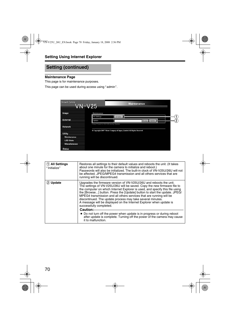 Setting (continued) | JVC VN-V25U VN-V26U User Manual | Page 70 / 104