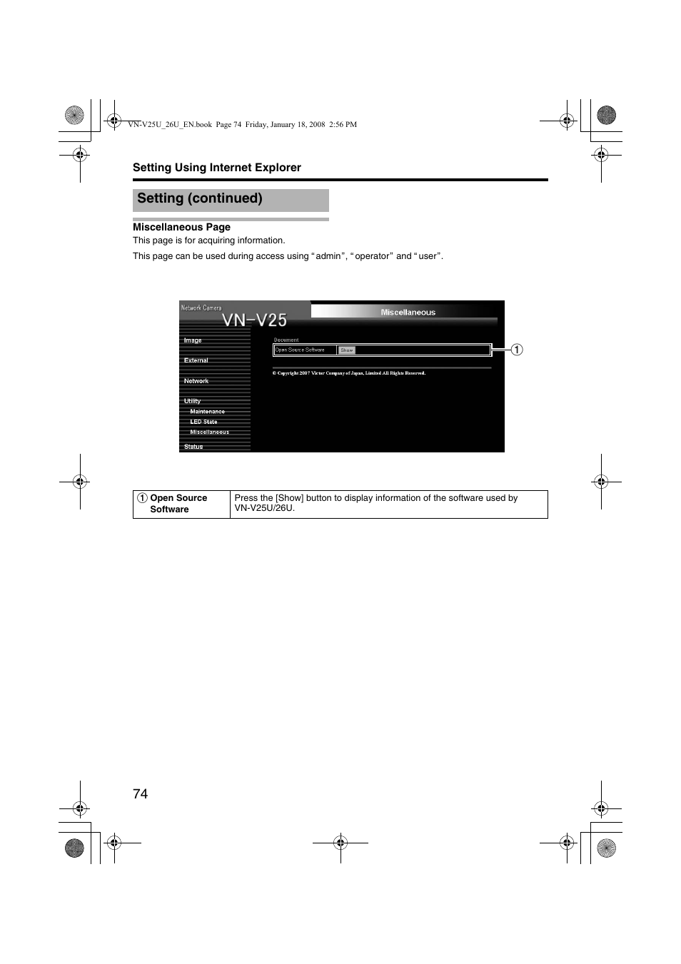 Setting (continued) | JVC VN-V25U VN-V26U User Manual | Page 74 / 104