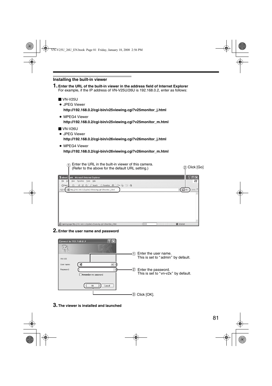 Installing the built-in viewer | JVC VN-V25U VN-V26U User Manual | Page 81 / 104