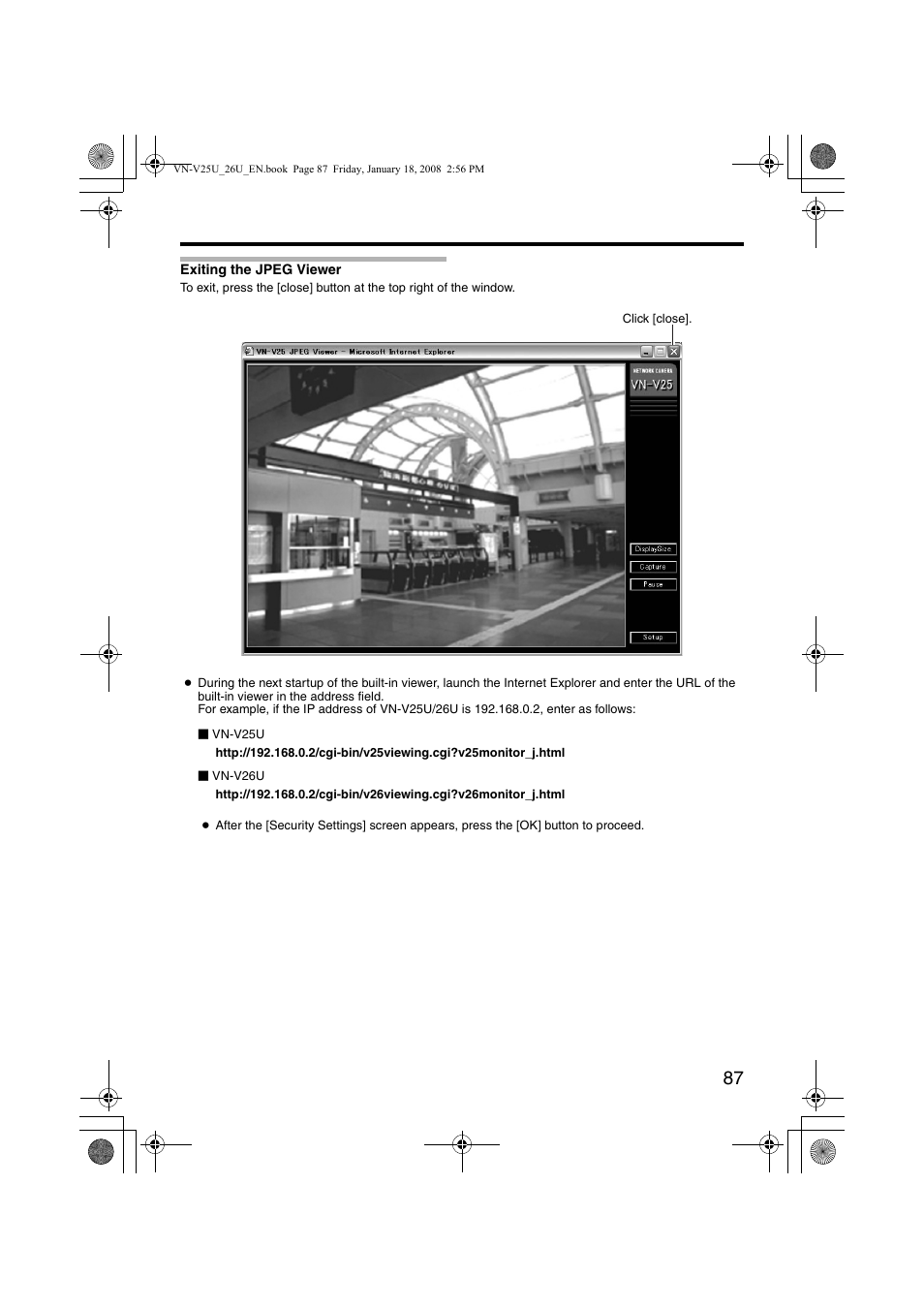 Exiting the jpeg viewer | JVC VN-V25U VN-V26U User Manual | Page 87 / 104