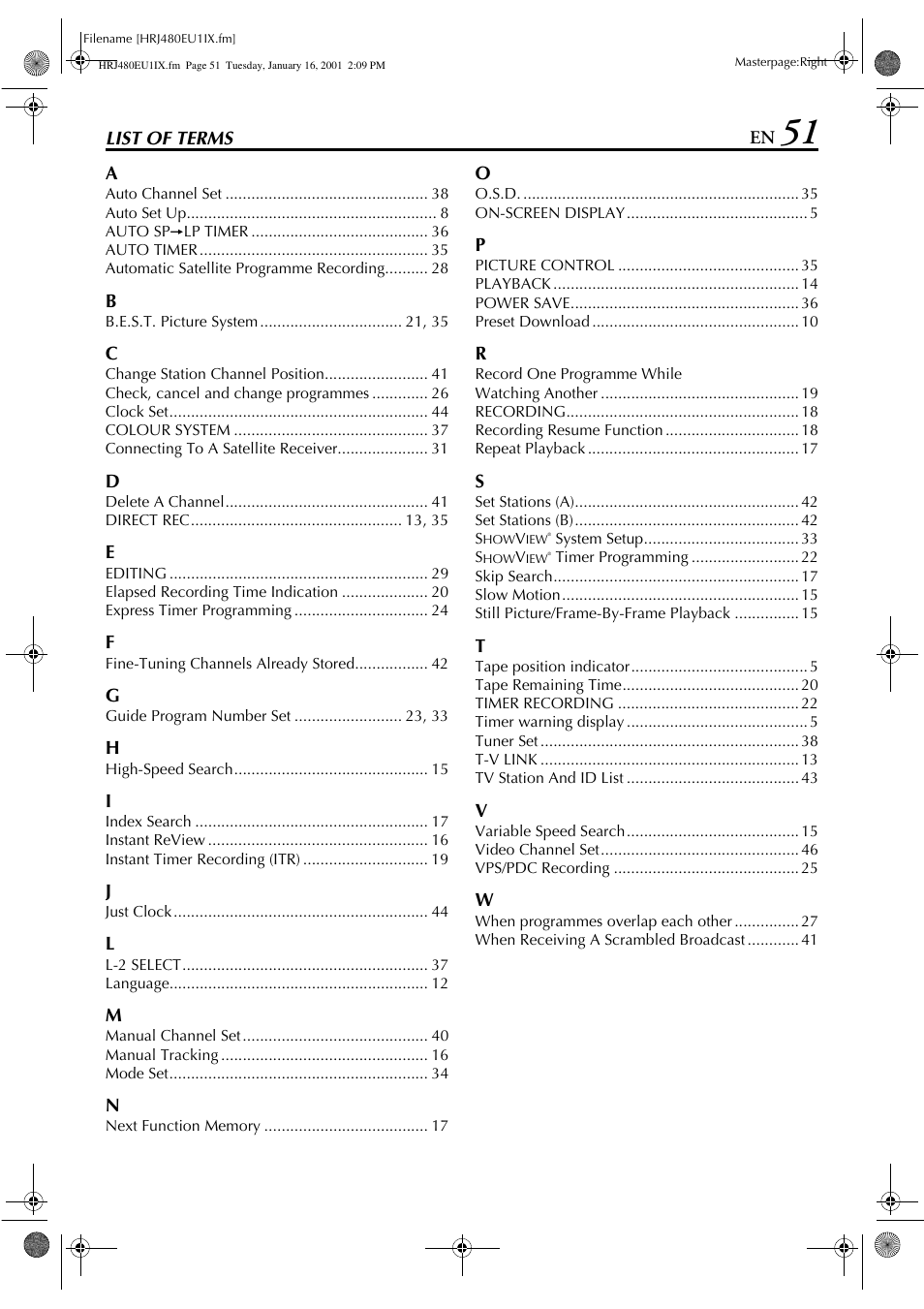 JVC HR-J480EU  EN User Manual | Page 51 / 52